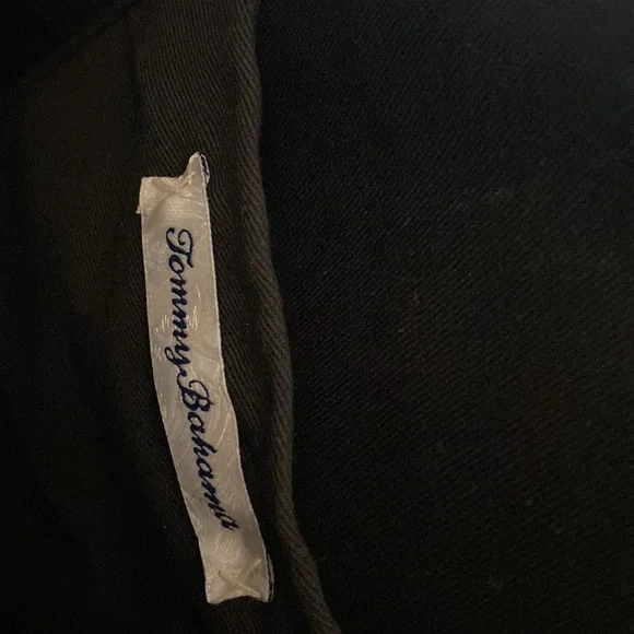 Tommy Bahama Women's Black Tan Medallion Straw Ring Handle Basket Tote Bag - Picture 10 of 11